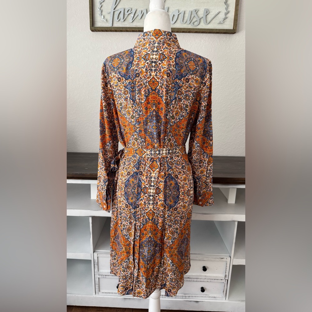 New Tory Burch Soiree Pleated Shirtdress 100% Silk Women's Size 8 *6 - Picture 6 of 12